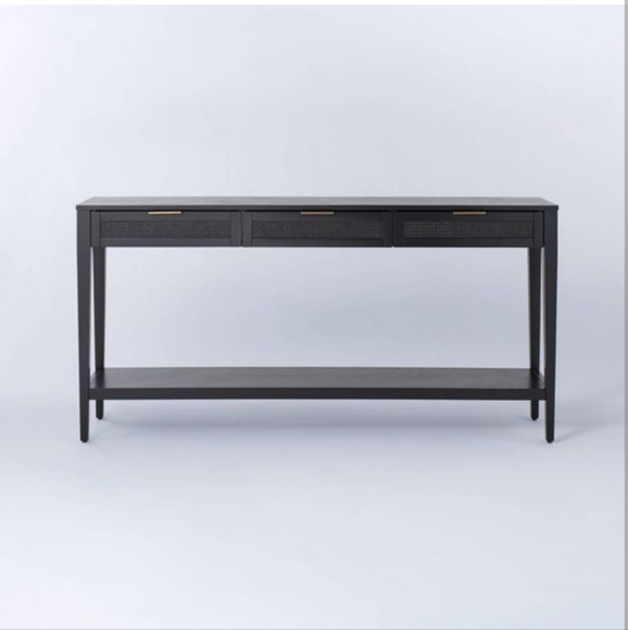 ISO: East Bluff Woven Drawer Console Table Black - Studio McGee - Picture 1 of 2